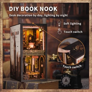 Book Nook Kiti, Toz Koruma Kılıflı, Kendin Yap Oyuncak Bebek Evleri, Minyatür Ev Kiti, LED Işıklı, Booknook Evleri, Yetişkinler Için Model Yapı Setleri (Rose Detective Agency SZ02B)