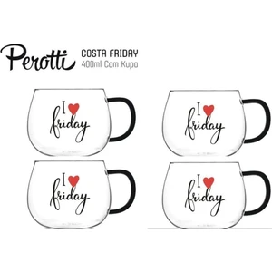 Costa Friday Cam Kuplu Kupa Çay Kahve Fincanı 400 ml 4'lü