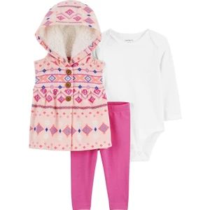 Kız Bebek 3'lü Yelek Set Pembe