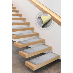 Comfort Gri Renk (5 Adet) Merdiven Halısı Pufidik Peluş Kaymaz Deri Tabanlı Basamak Paspası