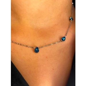 Gümüş Kaplama Çelik Yağmur Damlası Kolye