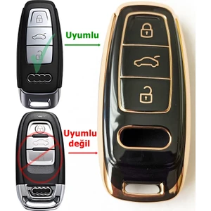 Skilit Samsun Oto Kilit Audi Yeni A4 A5 A6 A7 A8 Q5 Q7 Q8 2019 Smart Siyah Anahtar Kumanda Kabı Kılıfı Oto Anahtarlık