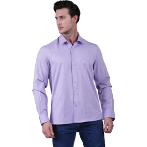 Exve Exclusive Lila Oxford Sade Düz Pamuk Slim Fit Erkek Gömlek