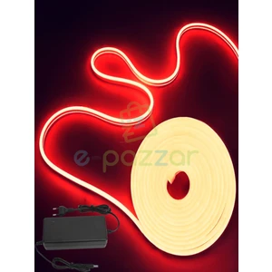 5 Metre Esnek Şerit Kırmızı Neon Suya Dayanıklı LED Aydınlatma & 12V 3A Tak Çalıştır Adaptör