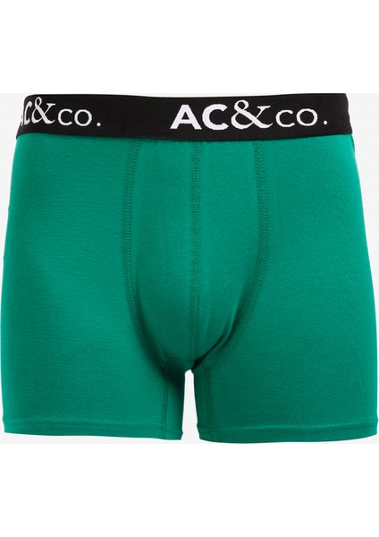 AC&Co / Altınyıldız Classics Erkek Siyah-Yeşil Desenli Pamuklu Esnek 3'lü Boxer Paketi
