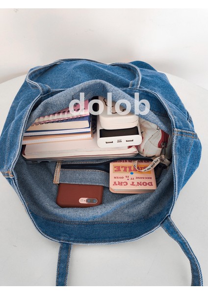 Niş Yıkanmış Omuz Denim Kanvas Büyük Kapasiteli Omuz Şık ve Çok Yönlü Çanta Çanta (Yurt Dışından) fiyatları