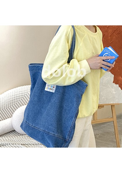 Niş Yıkanmış Omuz Denim Kanvas Büyük Kapasiteli Omuz Şık ve Çok Yönlü Çanta Çanta (Yurt Dışından) fırsatları