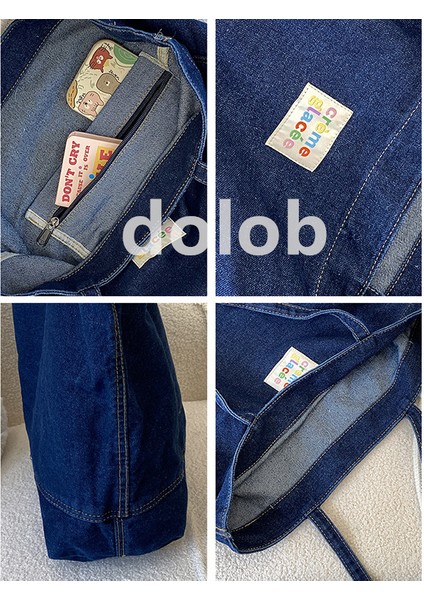 Niş Yıkanmış Omuz Denim Kanvas Büyük Kapasiteli Omuz Şık ve Çok Yönlü Çanta Çanta (Yurt Dışından) indirimleri