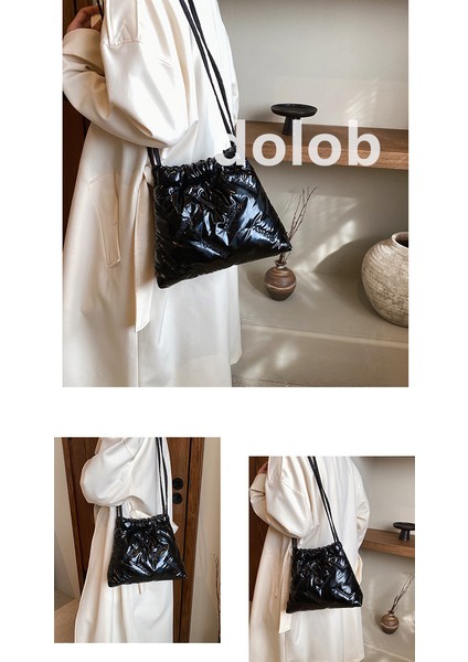 Moda Işlemeli Uzay Pamuklu Kova Kadın Sonbahar ve Kış Niş Popüler Tek Omuz Crossbody Çanta Çanta (Yurt Dışından)