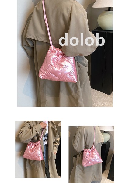 Moda Işlemeli Uzay Pamuklu Kova Kadın Sonbahar ve Kış Niş Popüler Tek Omuz Crossbody Çanta Çanta (Yurt Dışından)
