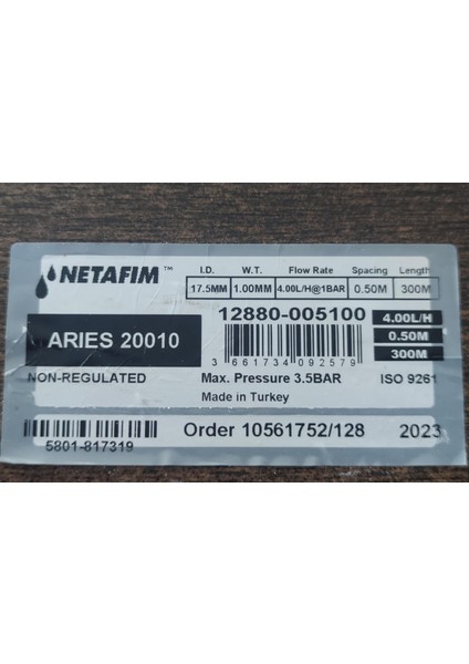 Arıes™ 20010 ( 20 mm 50 cm 4lt/h 300 Metre ) Çok Yıllık Yuvarlak Damla Sulama Borusu 12880-005100