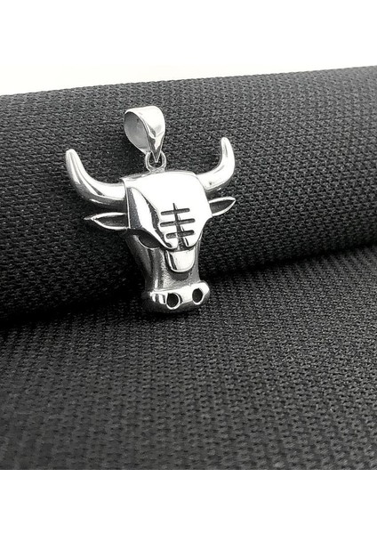 Boğa Kafası Tasarımlı 925 Ayar Gümüş Kolye Ucu
