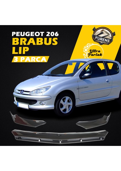 Peugeot 206 1998-2012 Uyumlu Brabus Ön Lip 3 Parça Kanatlı Lip