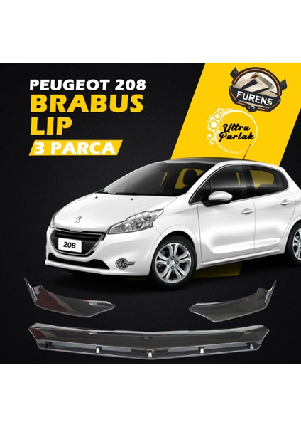 Peugeot 208 2012-2018 Uyumlu Brabus Ön Lip 3 Parça Kanatlı Lip