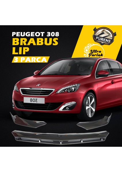 Peugeot 308 Uyumlu Brabus Ön Lip 3 Parça Kanatlı Lip