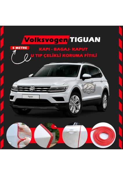 Fruens Volksvogen Tiguan Oto Araç Kapı Koruma Fitili 5metre Parlak Kırmızı Renk