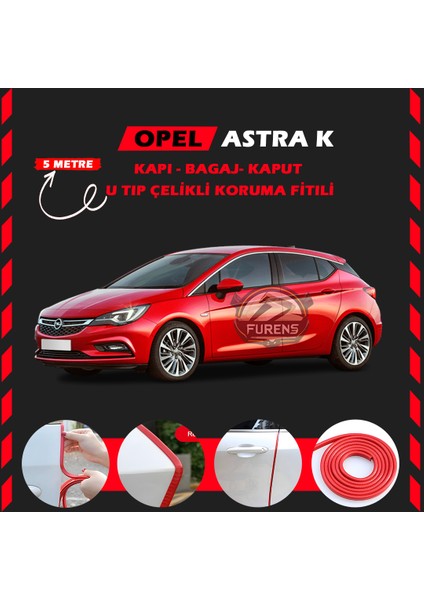 Fruens Opel Astra K Oto Araç Kapı Koruma Fitili 5metre Parlak Kırmızı Renk