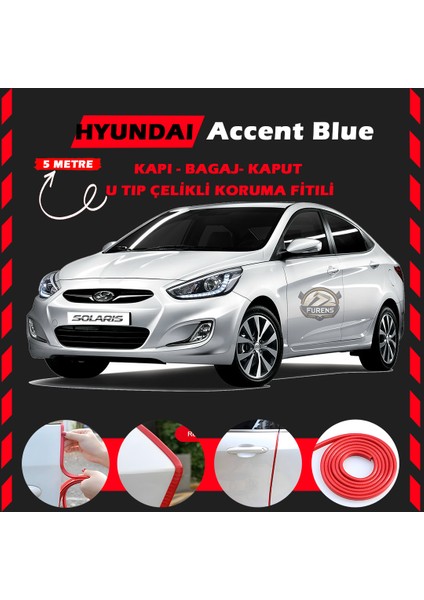 Fruens Hyunda Accent Blue Oto Araç Kapı Koruma Fitili 5metre Parlak Kırmızı Renk