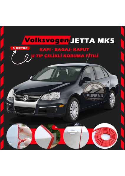 Fruens Volksvogen Jetta Mk5 Oto Araç Kapı Koruma Fitili 5metre Parlak Kırmızı Renk