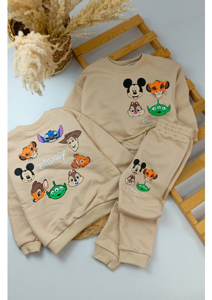 Unisex Mickey Mouse Baskılı Çocuk Alt-Üst Ikili Eşofman Takım