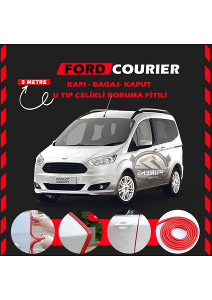 Fruens Ford Courier Oto Araç Kapı Koruma Fitili 5metre Parlak Kırmızı Renk