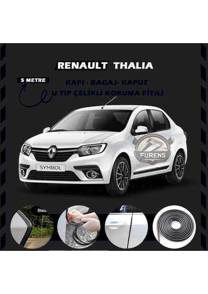 Fruens Symbol Thalia Oto Araç Kapı Koruma Fitili 5metre Parlak Siyah Renk