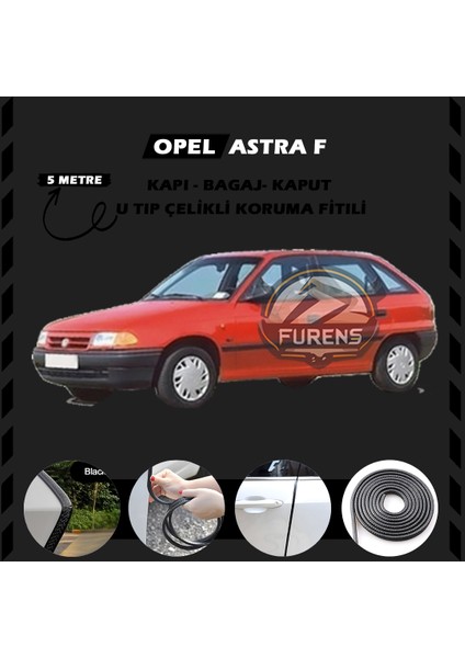 Fruens Opel Astra F Oto Araç Kapı Koruma Fitili 5metre Parlak Siyah Renk