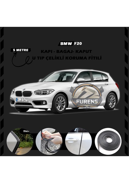 Fruens Bmw F20 Oto Araç Kapı Koruma Fitili 5metre Parlak Siyah Renk
