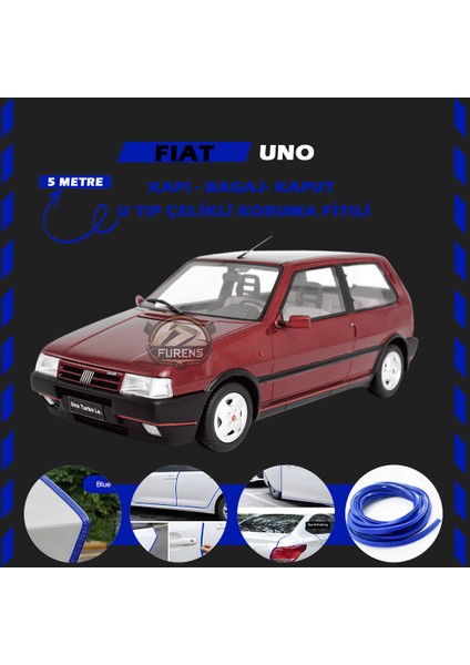 Fruens Fiat Uno Oto Araç Kapı Koruma Fitili 5metre Parlak Mavi Renk