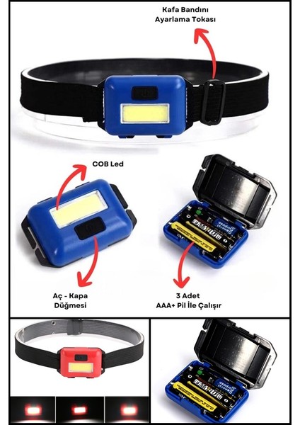 Pilli 10W Cob LED Kafa Feneri Bisiklet Scooter Maden Arama Kurtarma Feneri Pilli XLF502