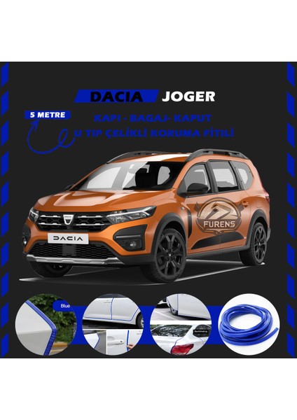 Fruens Dacia Joger Oto Araç Kapı Koruma Fitili 5metre Parlak Mavi Renk