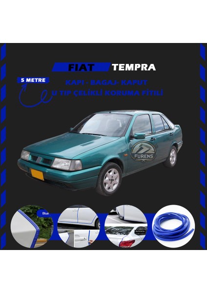 Fruens Fiat Tempra Oto Araç Kapı Koruma Fitili 5metre Parlak Mavi Renk