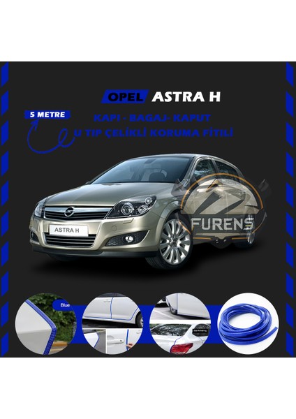 Fruens Opel Astra H Oto Araç Kapı Koruma Fitili 5metre Parlak Mavi Renk