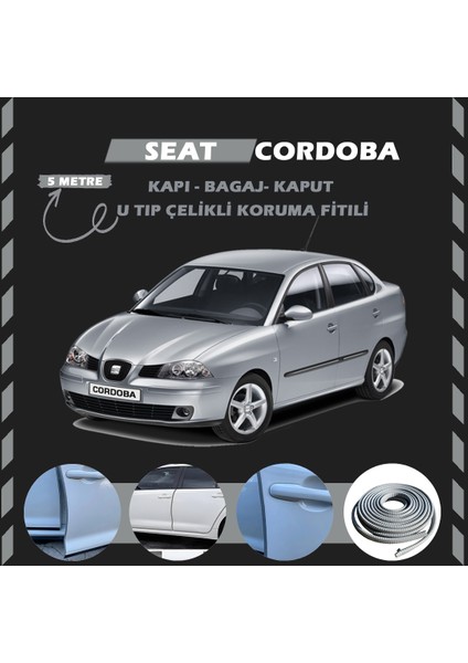 Fruens Seat Cordoba Oto Araç Kapı Koruma Fitili 5metre Parlak Gri Renk