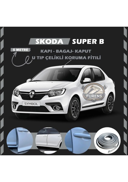 Fruens Symbol Thalia Oto Araç Kapı Koruma Fitili 5metre Parlak Gri Renk