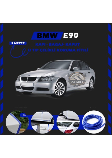 Fruens Bmw E90 Oto Araç Kapı Koruma Fitili 5metre Parlak Mavi Renk