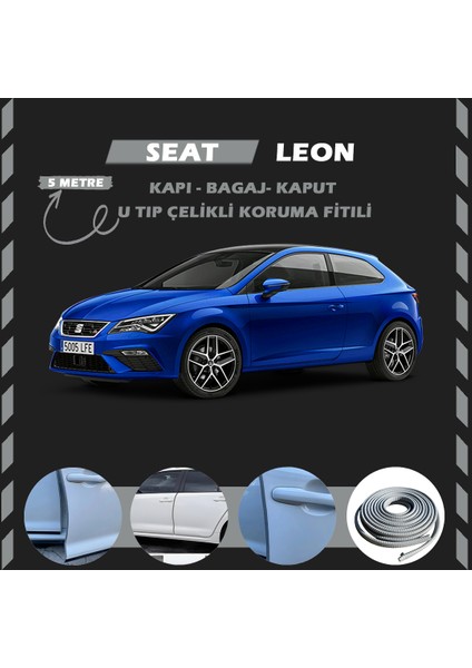 Fruens Seat Leon Oto Araç Kapı Koruma Fitili 5metre Parlak Gri Renk