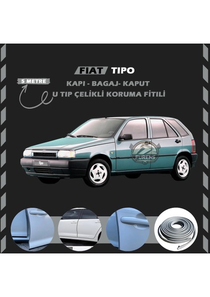 Fruens Fiat Tipo Oto Araç Kapı Koruma Fitili 5metre Parlak Gri Renk