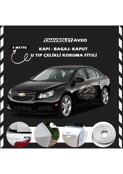 Fruens Chevrolet Oto Araç Kapı Koruma Fitili 5metre Parlak Beyaz Renk