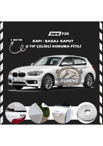 Fruens Bmw F20 Oto Araç Kapı Koruma Fitili 5metre Parlak Beyaz Renk