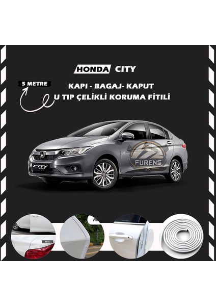 Fruens Honda City Oto Araç Kapı Koruma Fitili 5metre Parlak Beyaz Renk
