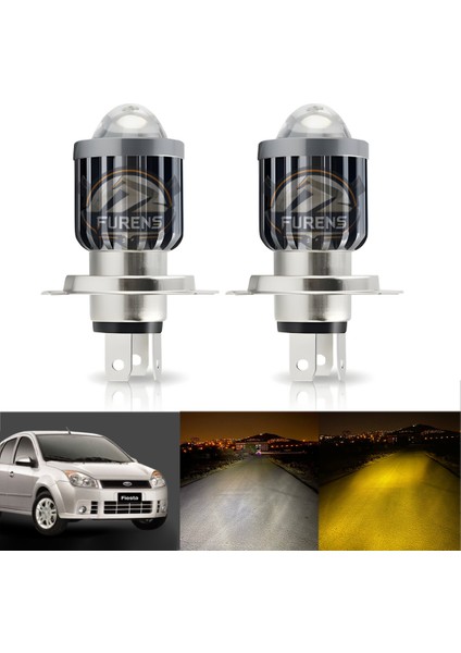 Ford Fıesta Mercek LED Xenon Uyumlu Uzun - Kısa Far Ampulü Çift Renk