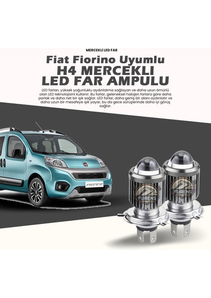 H4 Mercek LED Xenon- Fiat Fiorino Uzun-Kısa Çift Renk