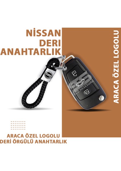 Nissan Gerçek Deri Örgü Anahtarlık