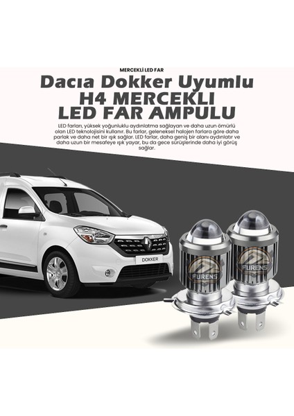 Dacia Dokker Için Uyumlu Şimşek Etkili Mercekler LED Xenon Far Çift Renk