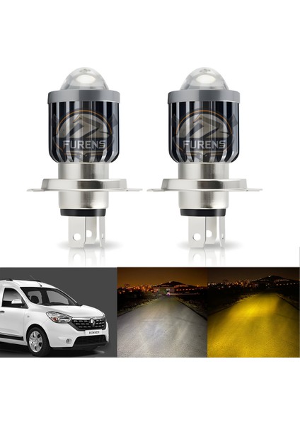 Dacia Dokker Için Uyumlu Şimşek Etkili Mercekler LED Xenon Far Çift Renk