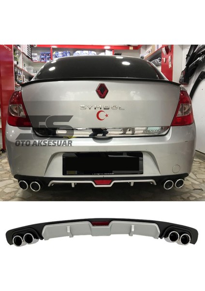 Renault Symbol Difüzör Arka Tampon Eki 4 Egzoz Çıkışlı Gri