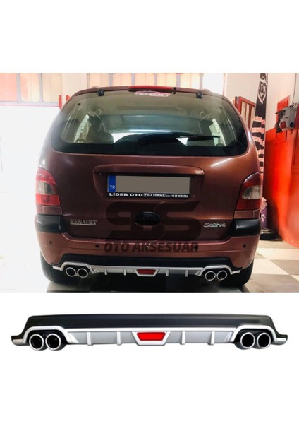 Fruens Renault Scenic Difüzör Arka Tampon Eki 4 Egzoz Çıkışlı Gri Tip
