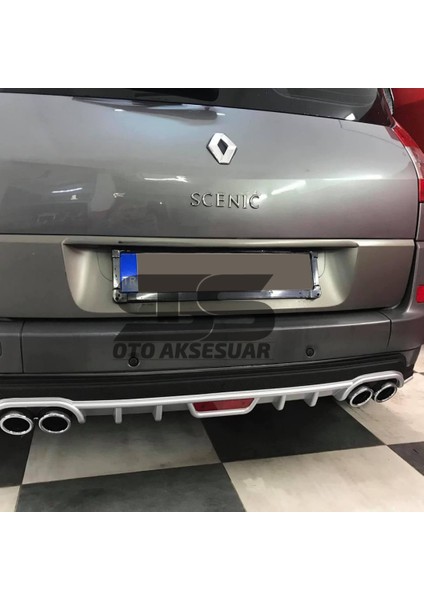 Fruens Renault Scenic Difüzör Arka Tampon Eki 4 Egzoz Çıkışlı Gri Tip