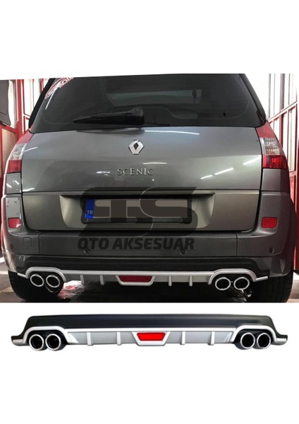 Fruens Renault Scenic Difüzör Arka Tampon Eki 4 Egzoz Çıkışlı Gri Tip